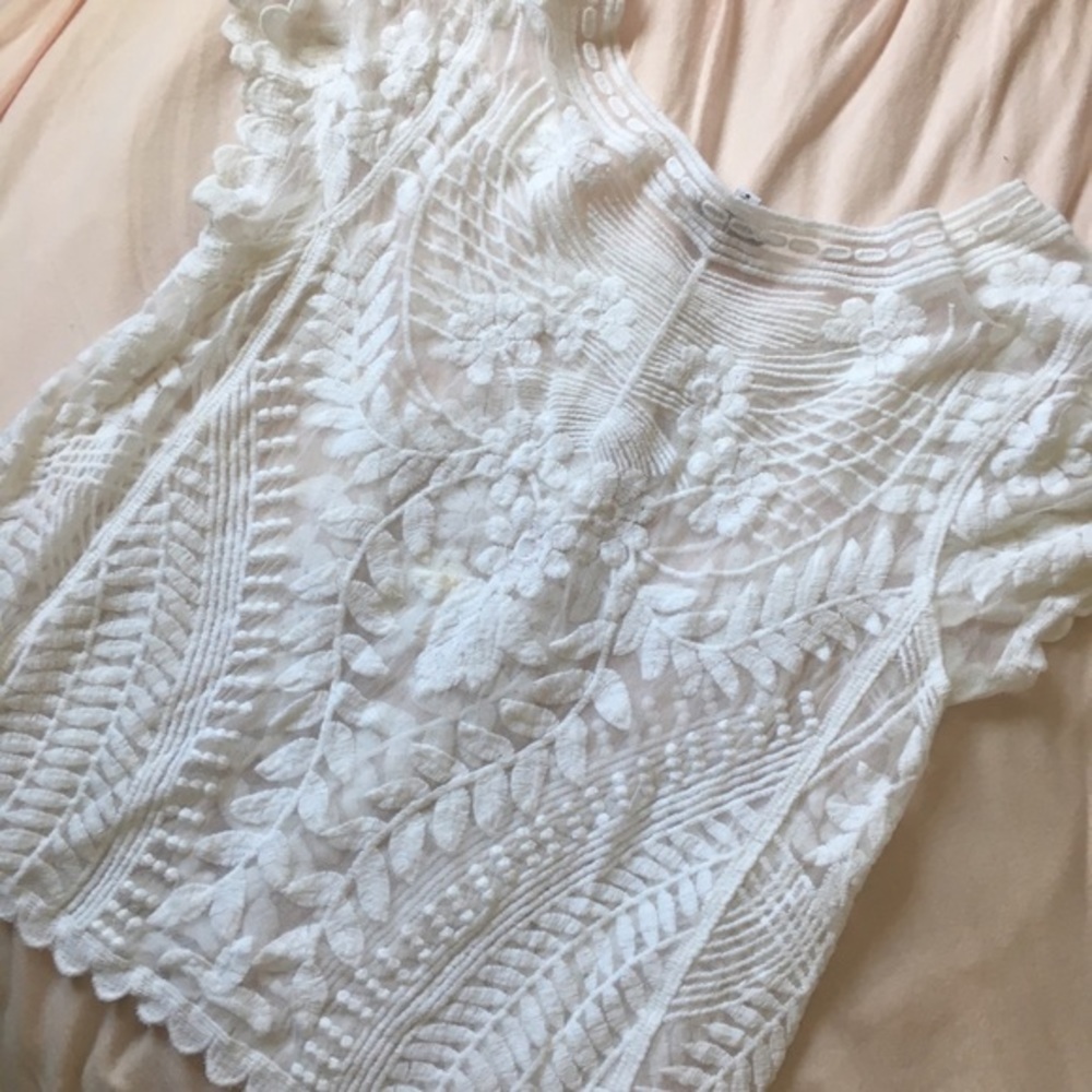 EXPRESS floral sheer knit top - medium